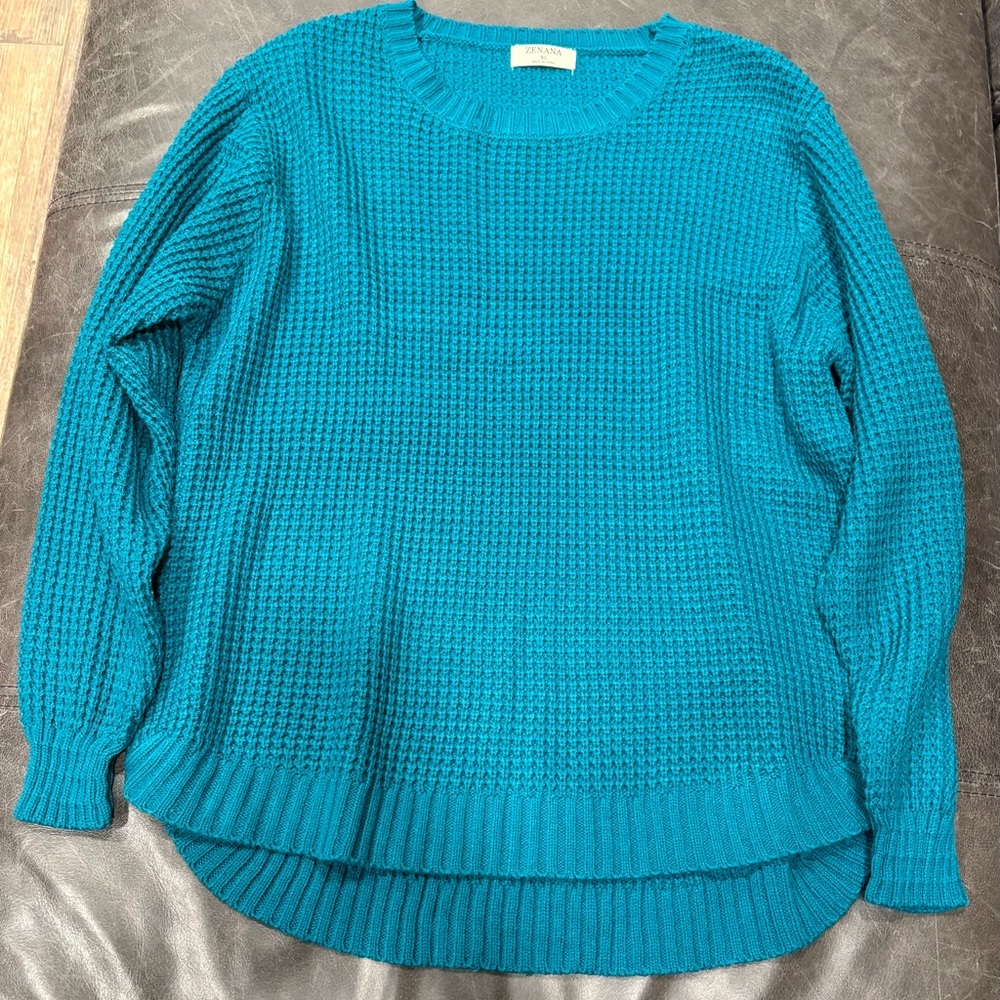 Zenana Outfitters Teal Crew Neck Sweater
